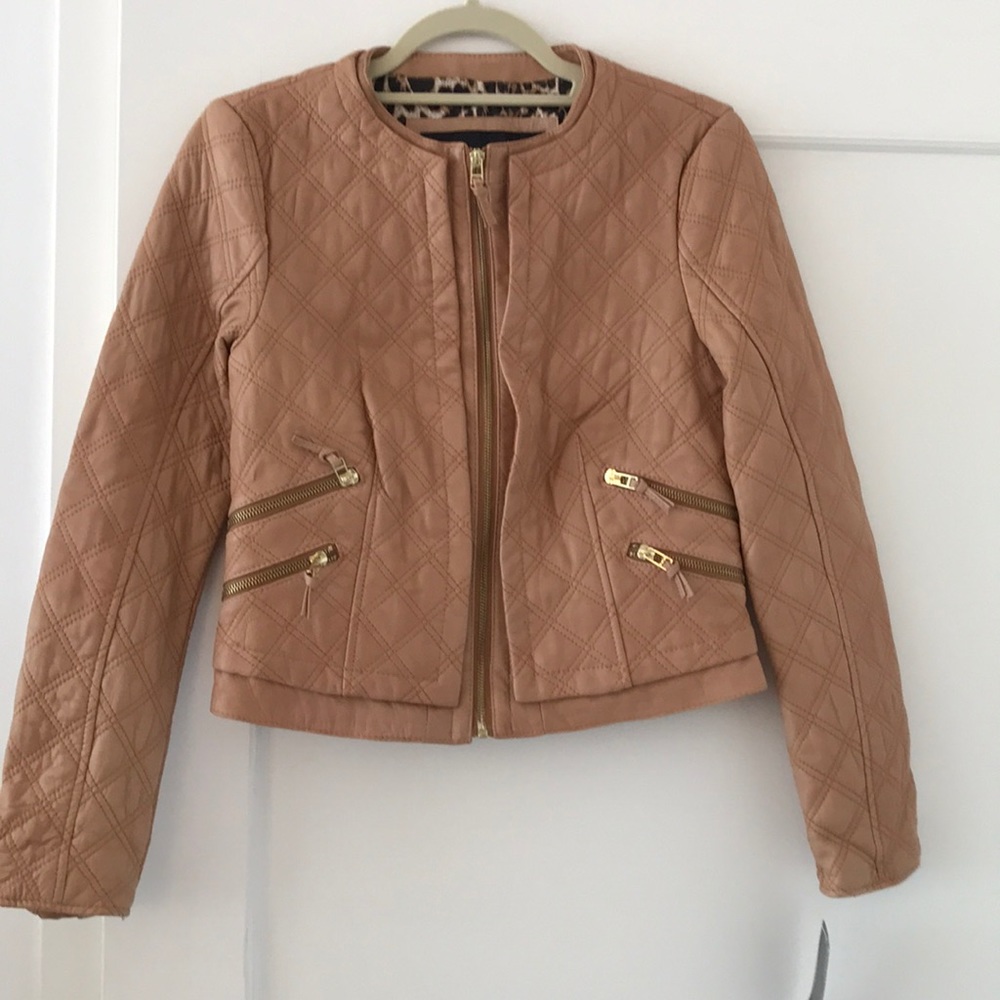 Zara brand new Leather tan jacket size Medium